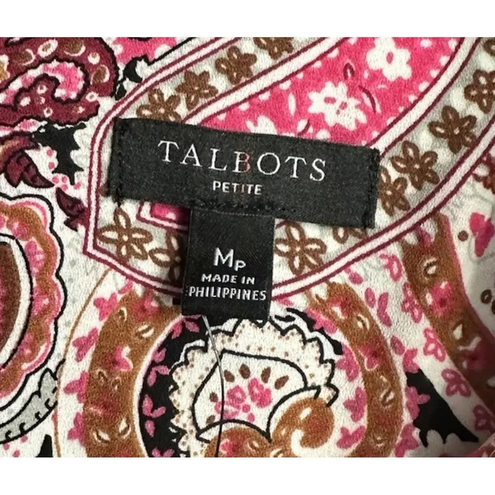 NWT Talbots Womens Long Sleeve‎ Paisley Button Front Shirt Top Blouse M Petite - Picture 7 of 14